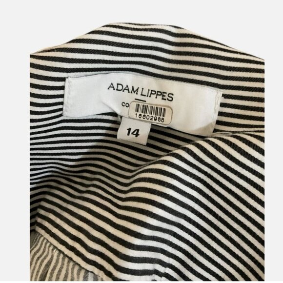 Adam Lippes Striped Midi Shirt Dress Black/White Size 14 **READ FLAW** - Picture 7 of 8